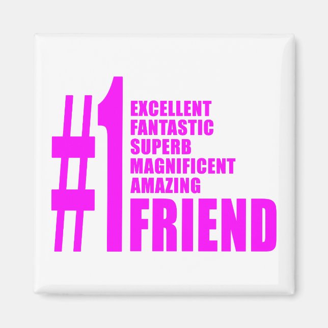 Pink Modern Friends : Number One Friend Magnet (Front)
