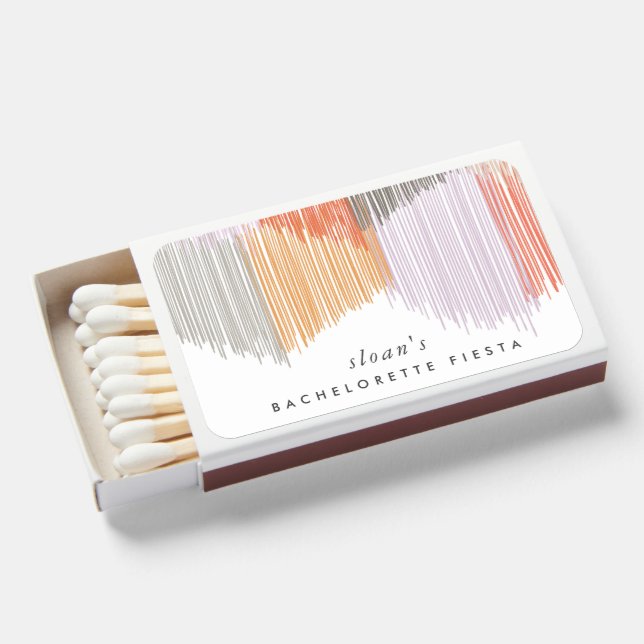 Pink Modern Fringe Bachelorette Party Matchboxes (Front Open)