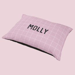 Pink Modern Geometric Grid Pattern Dog Bed