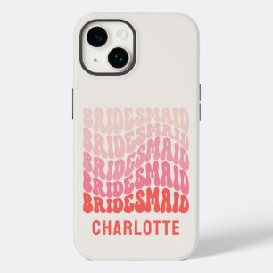 Pink modern girly retro 60's simple bridesmaid Case-Mate iPhone 14 case