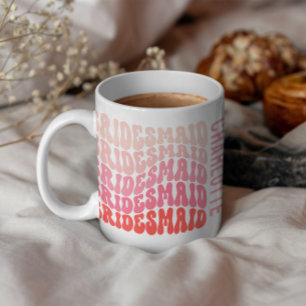Pink modern girly retro 60's simple bridesmaid coffee mug