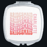 Pink modern girly retro 60's simple bridesmaid compact mirror<br><div class="desc">Pink and red girly retro simple 60's cool vibes bachelorette weekend bridesmaid party favour</div>