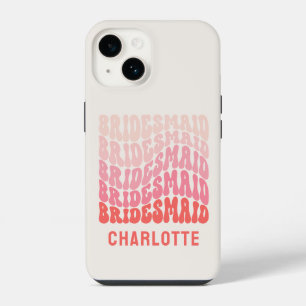 Pink modern girly retro 60's simple bridesmaid iPhone 14 case