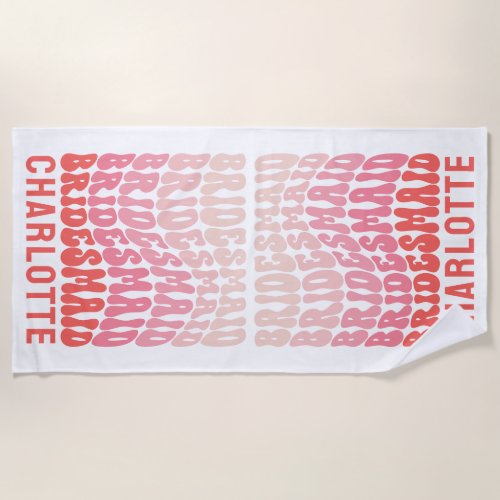 Pink modern girly retro 60s simple vibes  beach towel