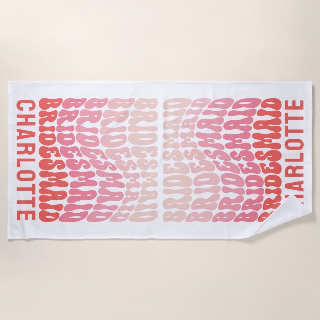 Pink modern girly retro 60's simple vibes  beach towel (Front)