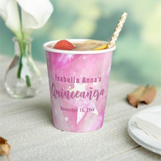 Pink Modern Glam Gleaming Starry Quinceañera