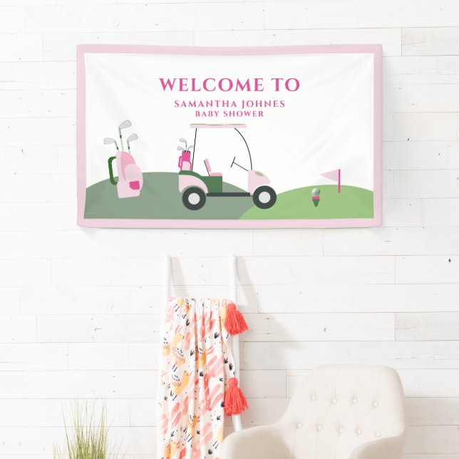 Pink Modern Golf Baby Shower  Banner (Insitu)