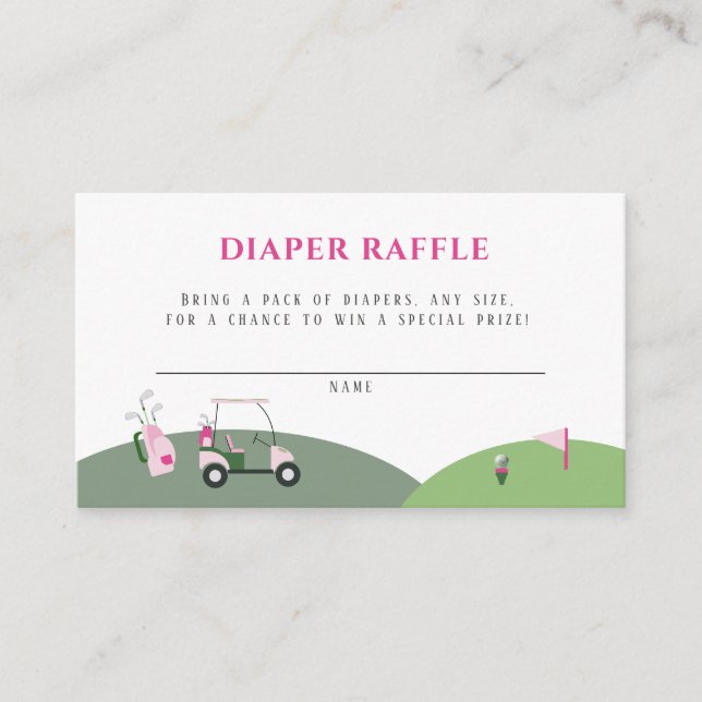 Pink Modern Golf Baby Shower  Enclosure Card (Front)
