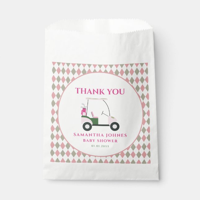 Pink Modern Golf Baby Shower  Favor Bag (Front)