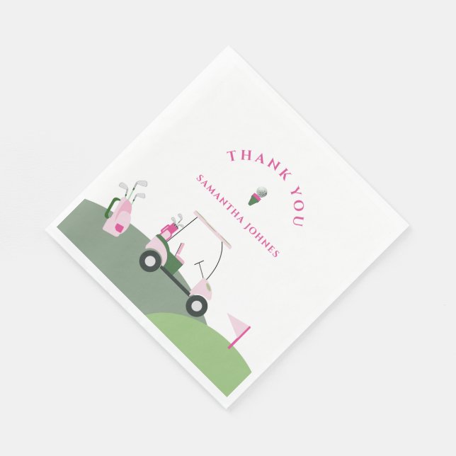 Pink Modern Golf Baby Shower  Napkins (Corner)