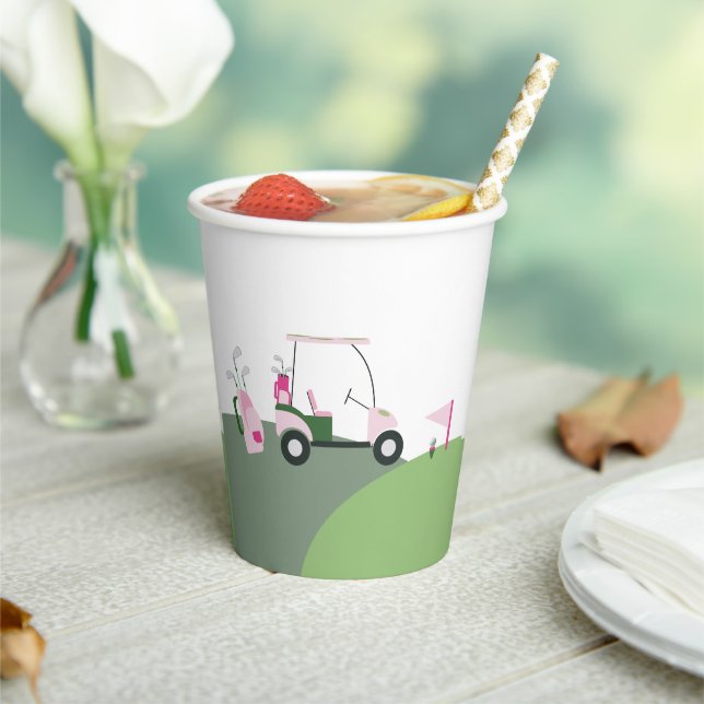 Pink Modern Golf Baby Shower  Paper Cups (Insitu)