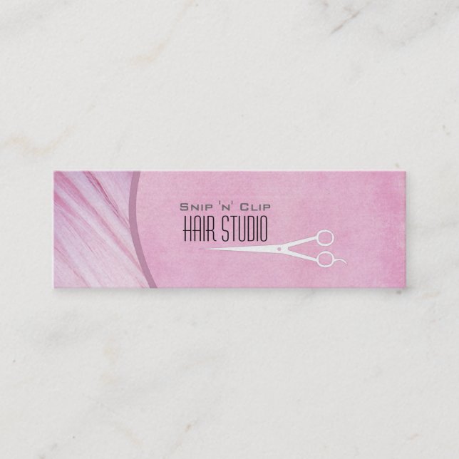 Pink Modern Hair Stylist Salon Mini Business Card (Front)