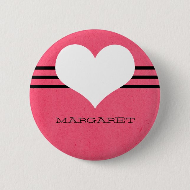 Pink Modern Heart Button (Front)