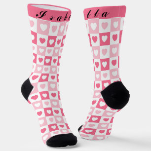 Pink Modern Heart Love Collection Socks