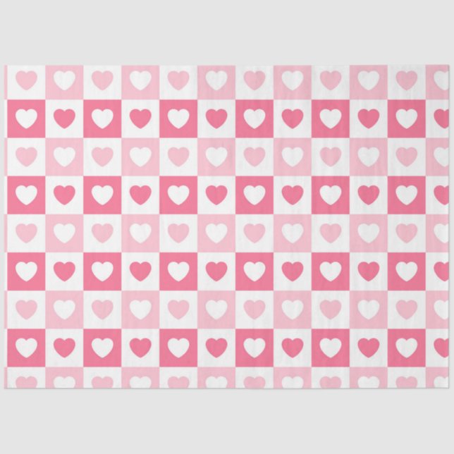 Pink Modern Heart Love Collection Tissue Paper (Front)