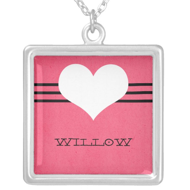 Pink Modern Heart Necklace (Front)