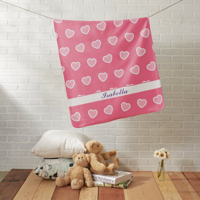 Pink Modern Heart Valentines Day Collection Baby Blanket (In Situ)
