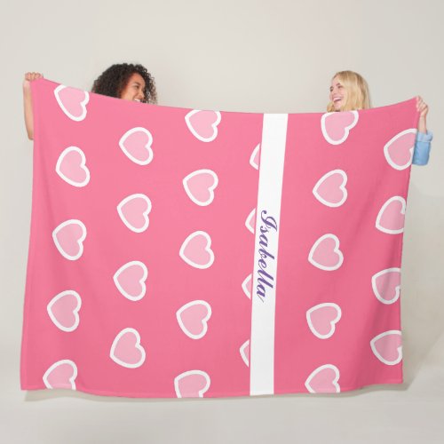 Pink Modern Heart Valentines Day Collection Fleece Blanket