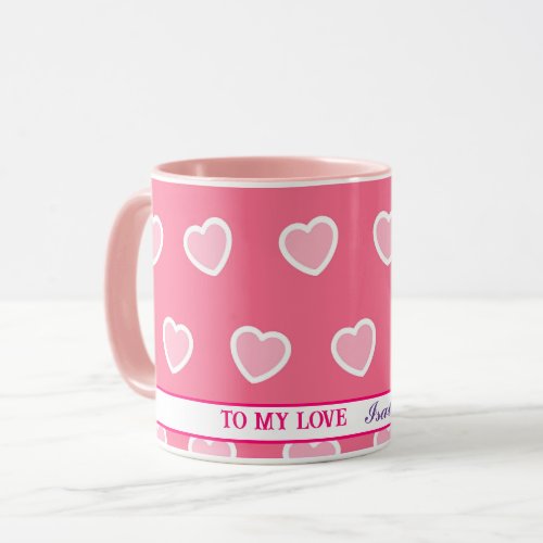 Pink Modern Heart Valentines Day Collection Mug
