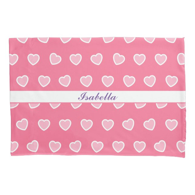 Pink Modern Heart Valentines Day Collection Pillow Case (Front)