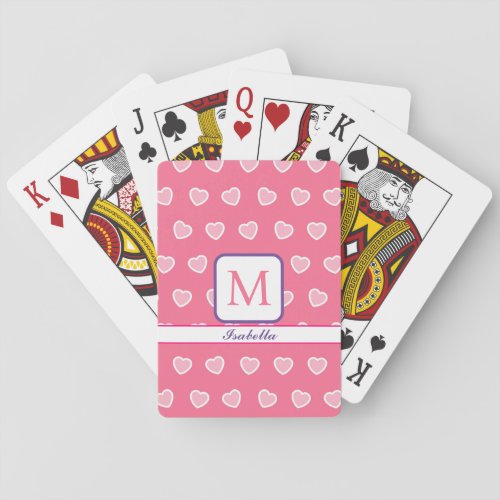 Pink Modern Heart Valentines Day Collection Playing Cards