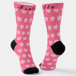 Pink Modern Heart Valentines Day Collection Socks
