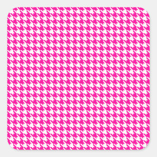Pink Modern Houndstooth at Emporiomoffa Square Sticker
