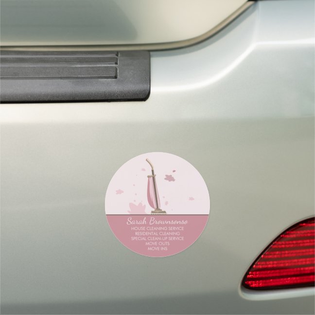 Pink modern House Cleaning Logo Car Magnet