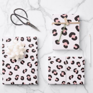 Pink Modern Leopard Pattern Wrapping Paper Sheets