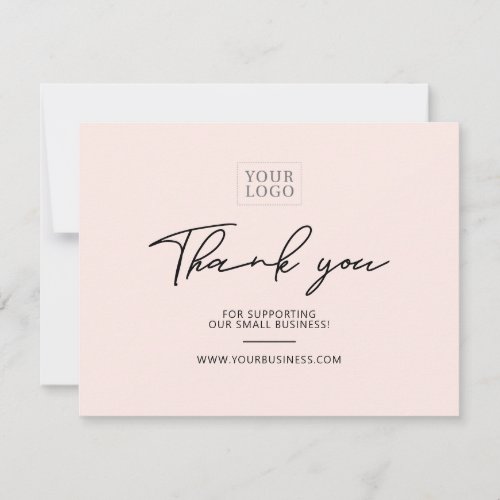 Pink  Modern Lettering Business Thank You Card