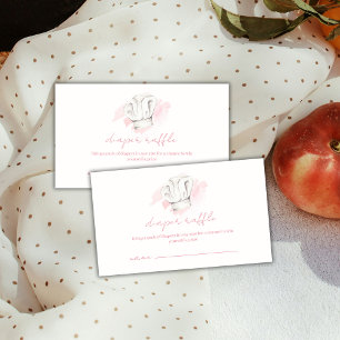 Pink Modern Little Chef Diaper Raffle Baby Shower Enclosure Card