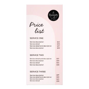 Pink Modern Logo Beauty Salon Price List Rack Card