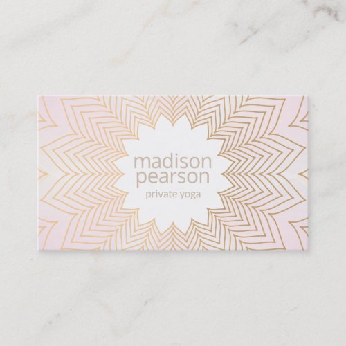 Pink Modern Lotus Mandala Flower Yoga Teacher Business Card