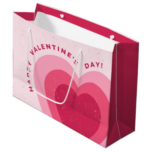 Pink Modern Love Heart Happy Valentines Day Large Gift Bag