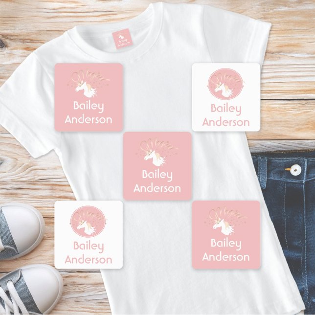 Pink Modern Magical Unicorn Kids Clothing Labels (Creator Uploaded)