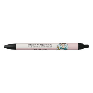 Pink Modern Maid Cleaning Services Pen