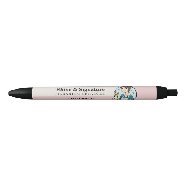 Pink Modern Maid Cleaning Services Pen (Front)