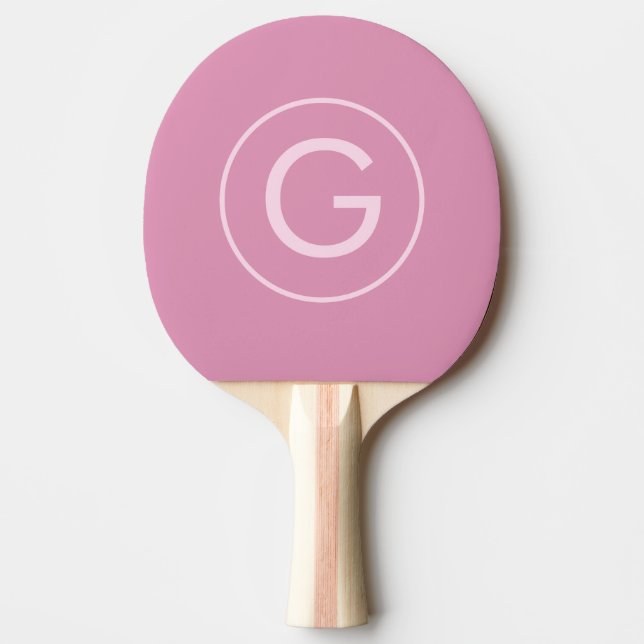 Pink Modern Minimal Monogram Girly Personalized Ping Pong Paddle (Front)