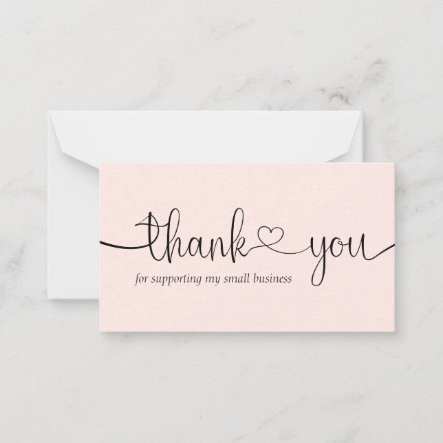 Pink Modern Minimal Small Business Thank You Note Card (Front)