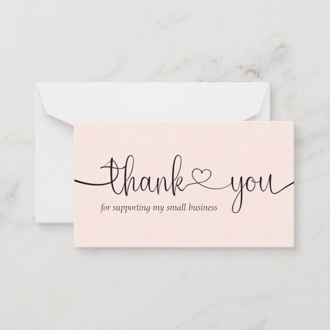 Pink Modern Minimal Small Business Thank You Note Card