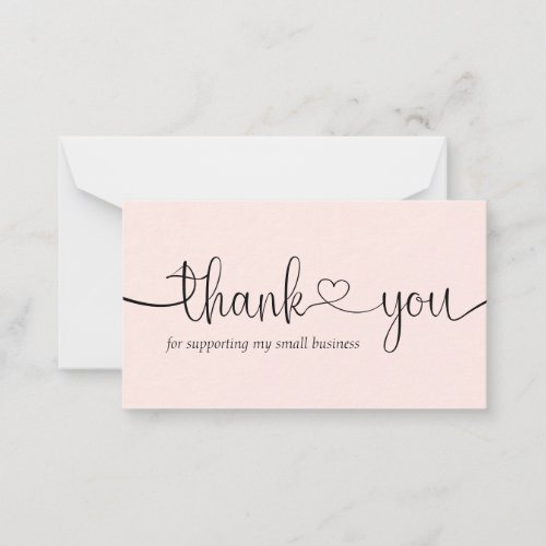 Pink Modern Minimal Small Business Thank You Note Card