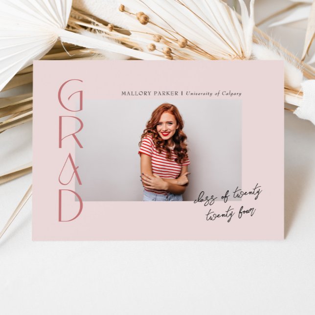 Pink Modern Minimalist Class of 2024 Graduation Invitation (Creator Uploaded)