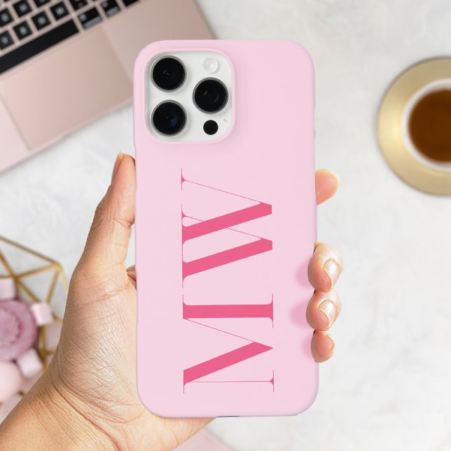 Pink Modern Minimalist Initial Monogram Case-Mate iPhone Case (Creator Uploaded)
