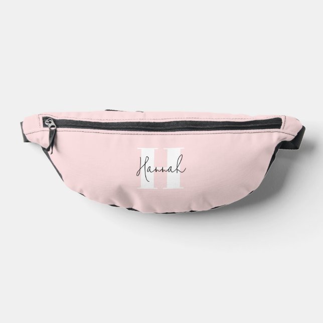 Pink Modern Minimalist Monogrammed Fanny Pack (Lay Down)