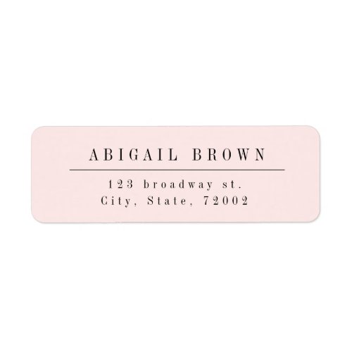 Pink Modern Minimalist return address Label