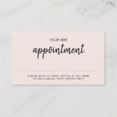 Pink Modern | Minimalist Salon Blush Reminder Appointment Card (Front)