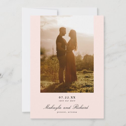 Pink Modern Minimalist Wedding Photo Save The Date