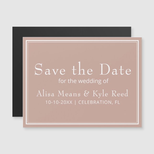 Pink Modern Minimalist Wedding Save the Date (Front/Back)