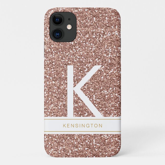 Pink Modern Monogram and Name Phone Case (Back)
