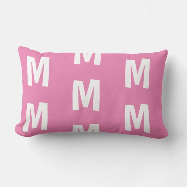 Pink Modern Monogram Fun Font Lumbar Pillow (Front)